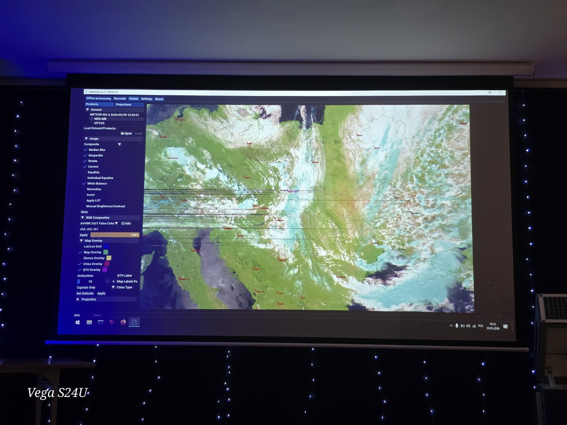 Zdekodowany na żywo obraz z satelity Meteor-M2-4 w SatDump